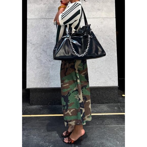 Women Cargo Jeans Camouflage Wide Leg Cropped Denim Plus Size Casual Trendy - Picture 6 of 6